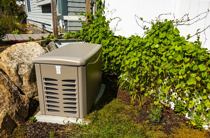 Residential Generator in a Backyard Setting